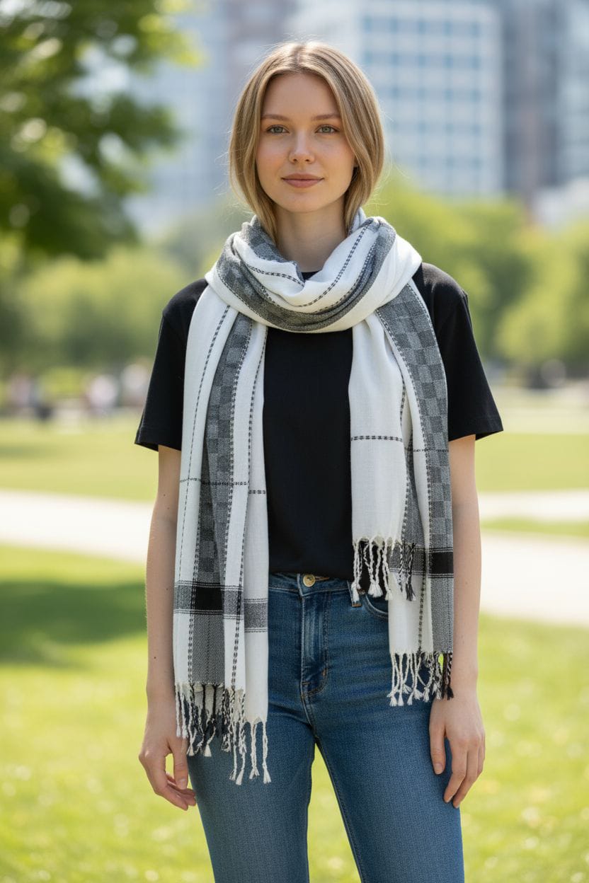 White Stylish Shimmery Stole