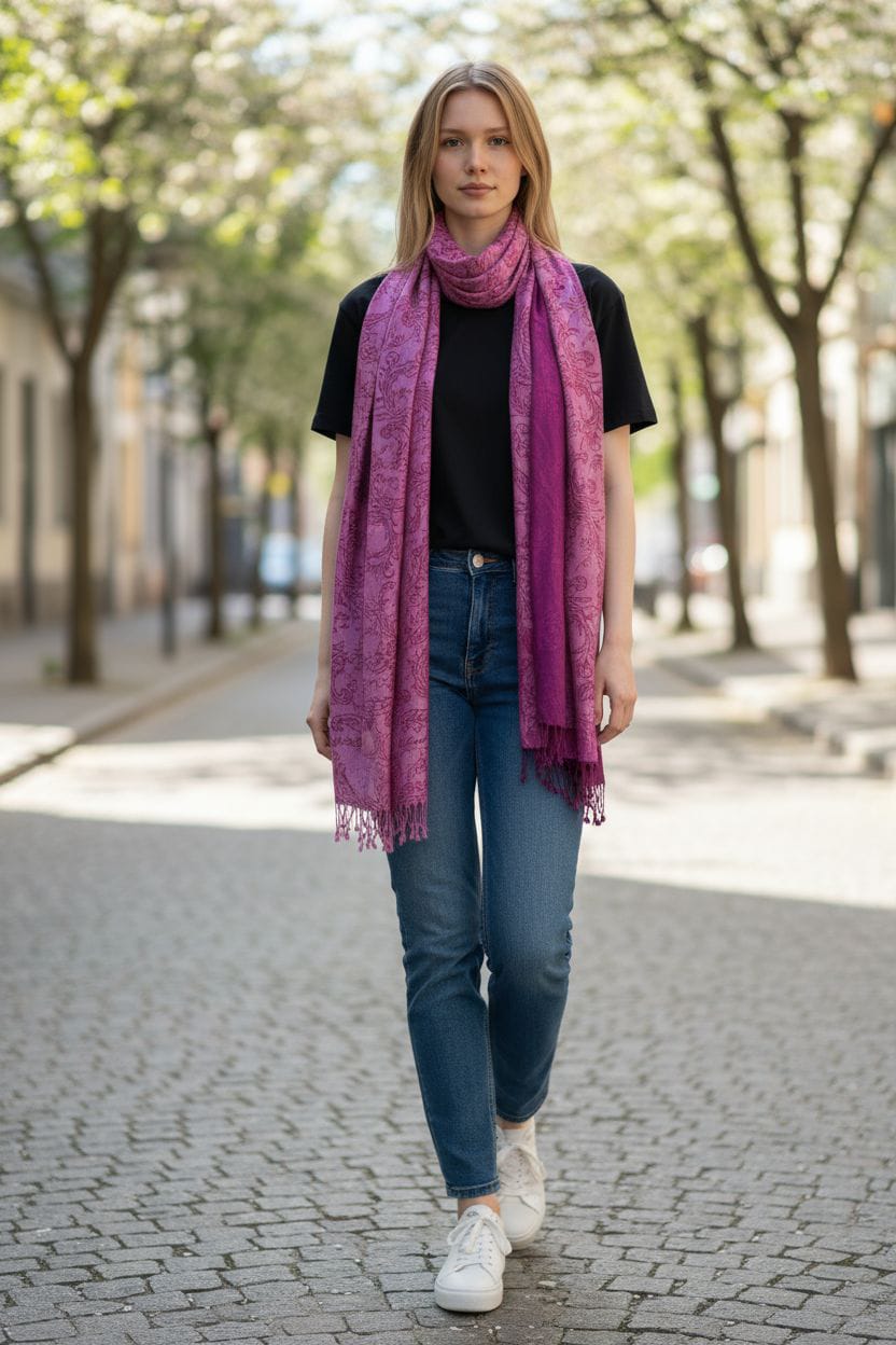 Woolen Purple Stylish Stole