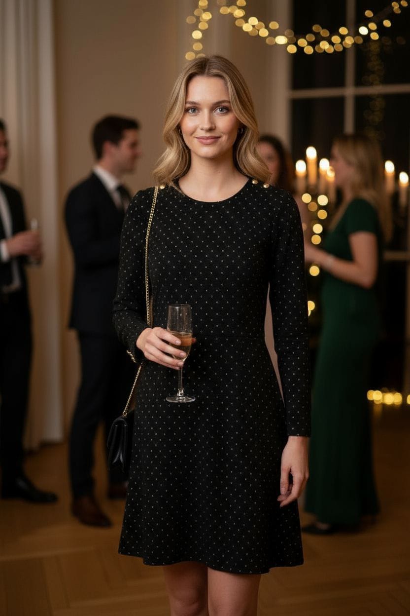 Woolen Designer Black with Golden Shimmer