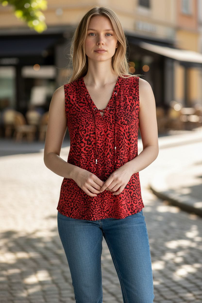 Sleeveless Stylish Red Top