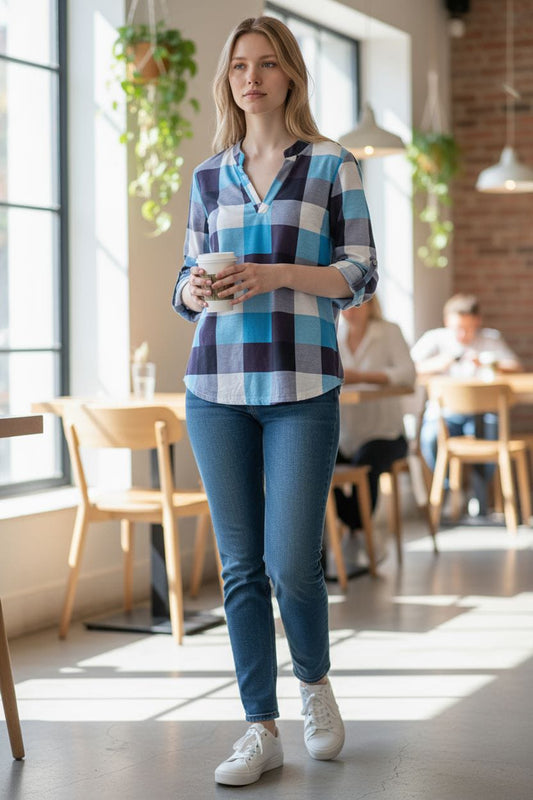 Blue Check Top