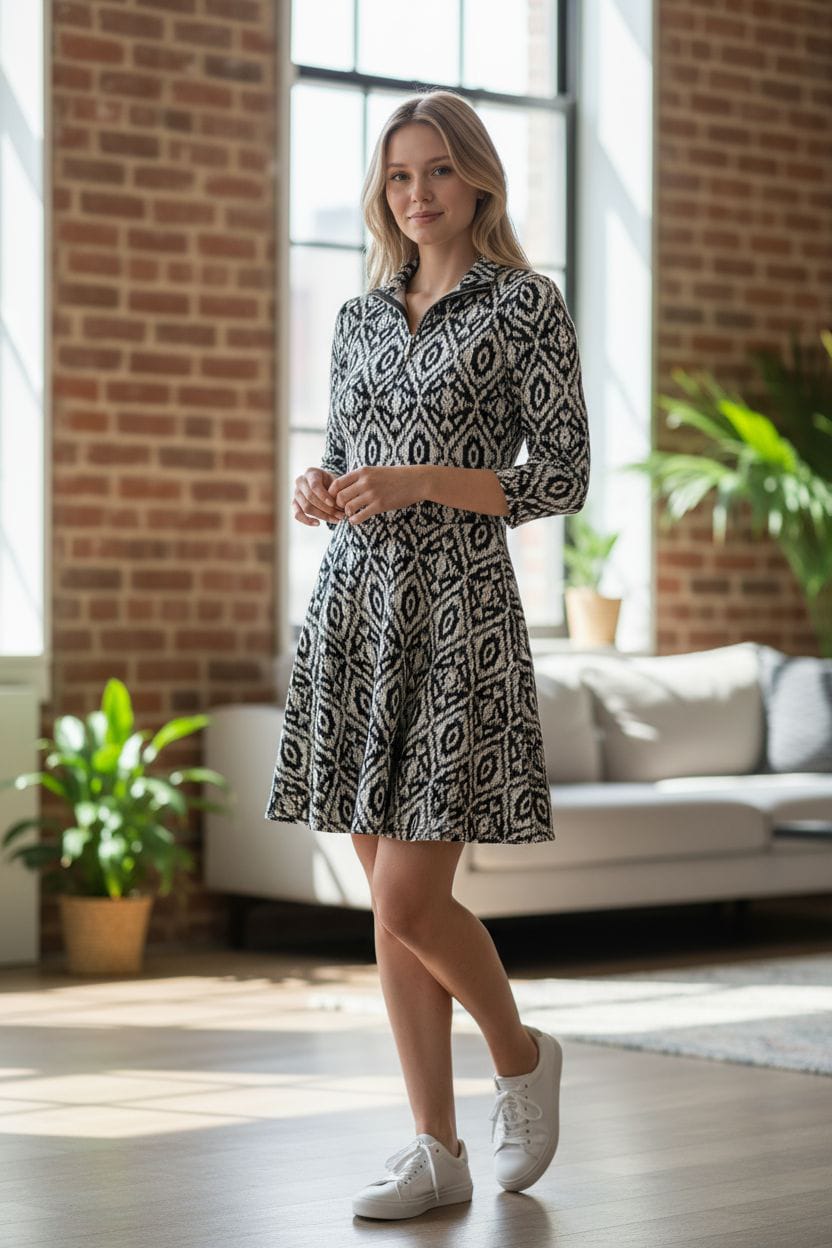 Designer Black and white dress