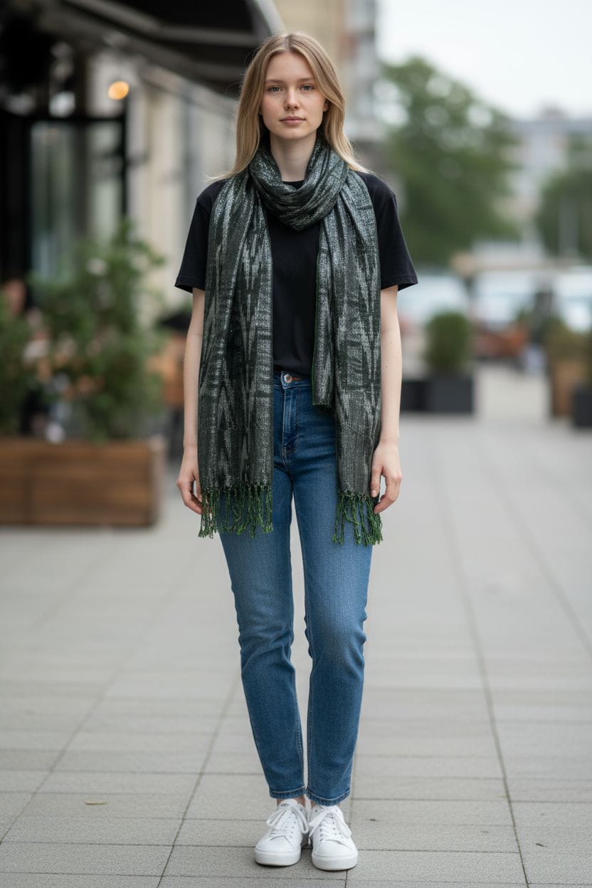 Black Designer Shimmery Stole