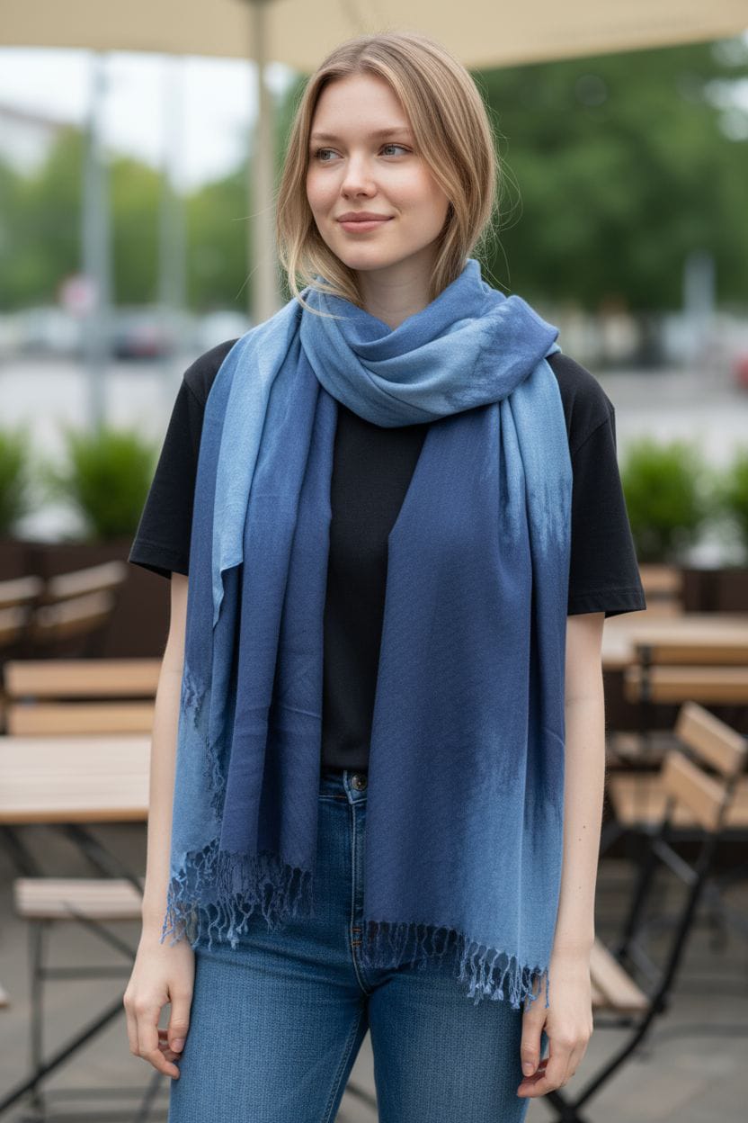 Blue Shaded Designer Stole