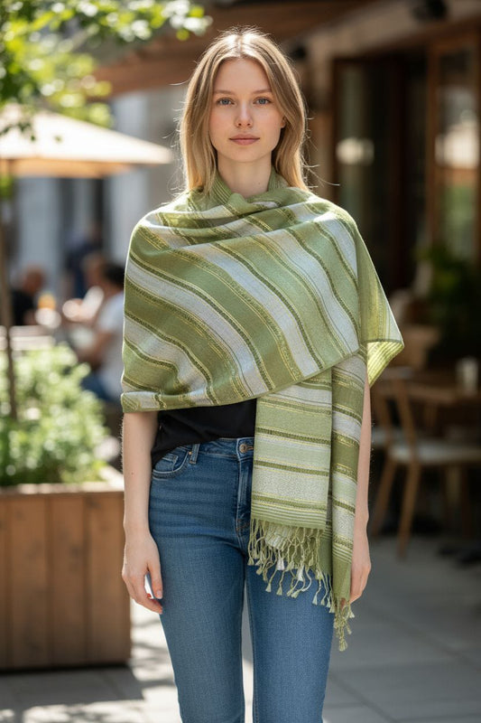 Green Designer Shimmery Stole