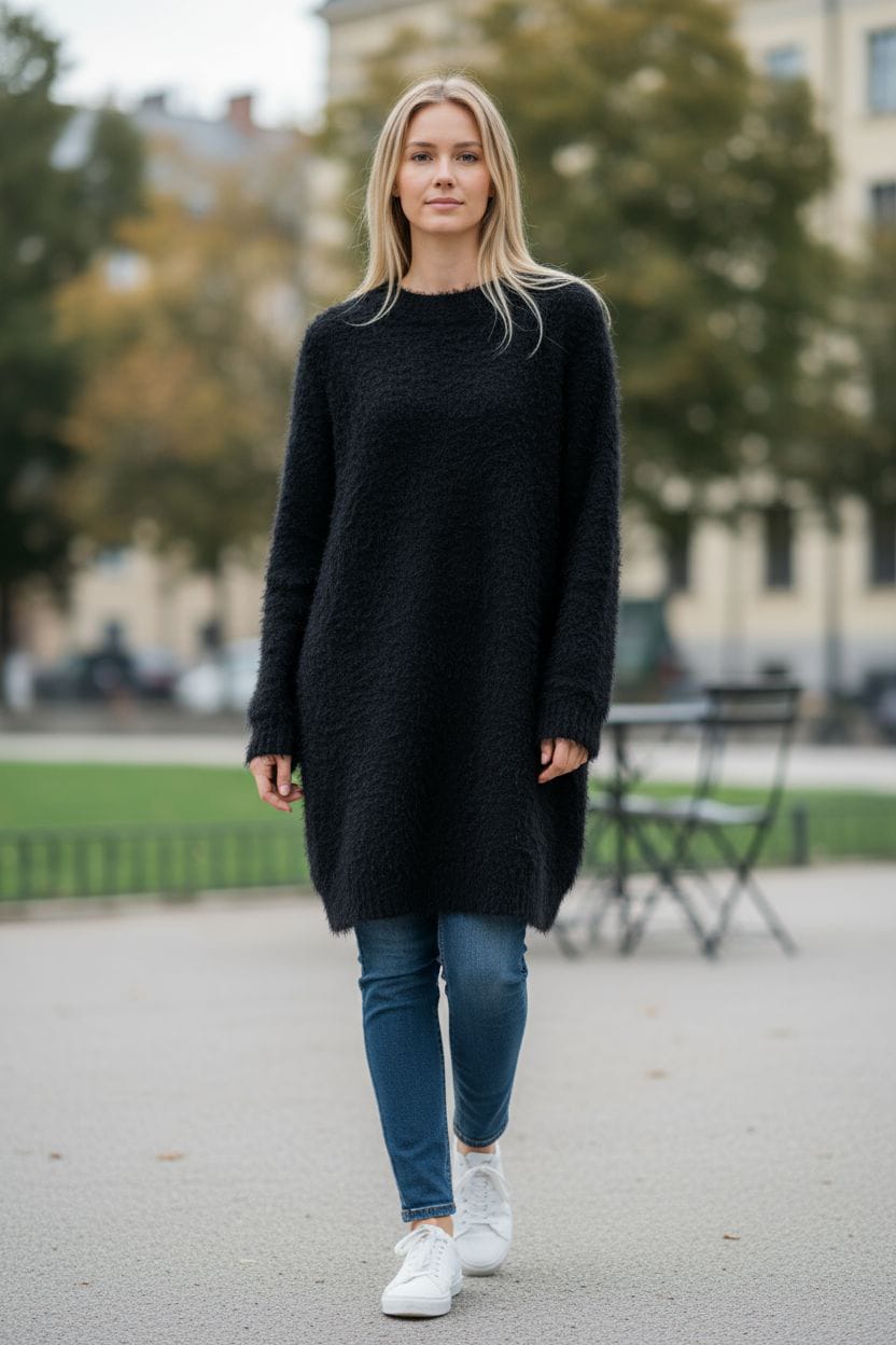 Woollen Stylish Black Fur Dress