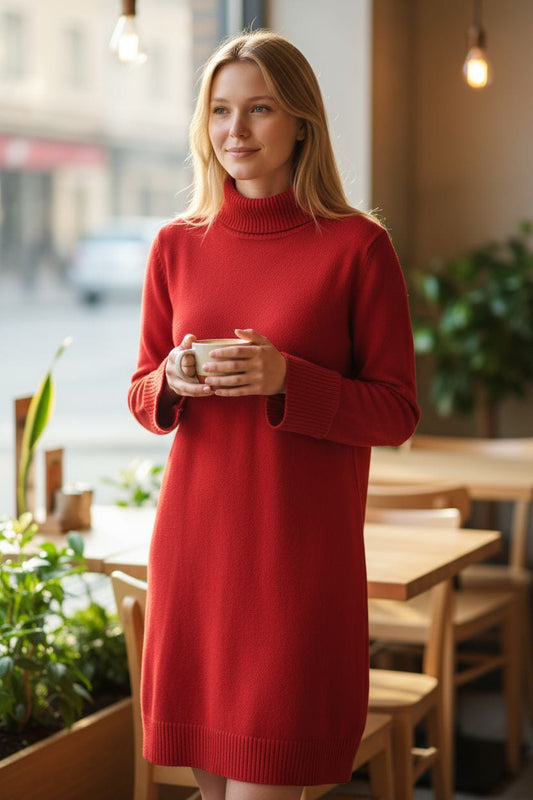 Woollen Stylish Red Dress