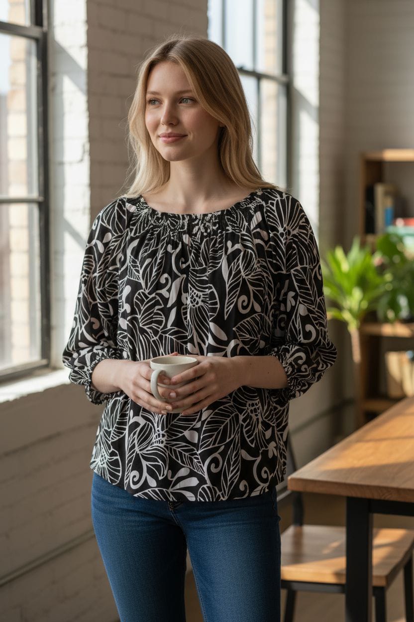 Designer Black and White Top